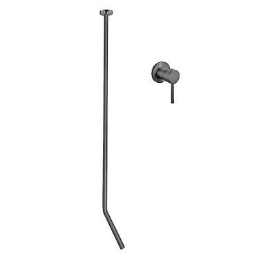 Imagem de Acessórios de banheiro de latão Conjuntos de torneiras Torneira de chuveiro Misturador Deck Mount Ceramic Valve Core, parede cinza, tamanho único