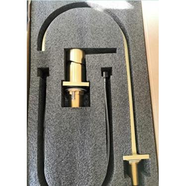 Imagem de Torneira da bacia de ouro escovado Dois furos Gun Grey torneira da pia do banheiro giratória, ouro escovado