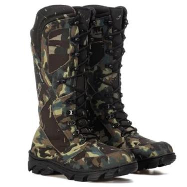 Imagem de Bota Masculina Militar Camuflada Cadarço Cano Longo Conforto-Masculino