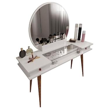 Imagem de Penteadeira Diana Com 2 Gavetas Porta de Vidro e Nichos Branco