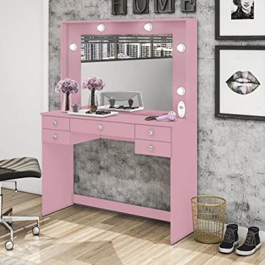 Imagem de Penteadeira 5 Gavetas 117cm Movelbento Rosa