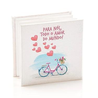 Imagem de Álbum de fotos Ical, encadernação sanfona autocolante, folhas de papel especial branco, para 12 fotos 10x10cm - compatível com Polaroid - linha Sanfonado - modelo bicicleta - amor - 635