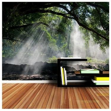 Imagem de TUYIFA Foto 3d Natureza Floresta Mural Papel de Parede Papel de Parede 3D Papel de Parede Decorativo para Casa Sala de Estar TV Mural (158''x110'' (400x280cm), Pano de Seda)