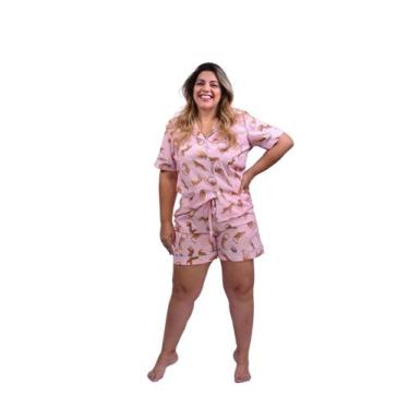 Imagem de Pijama Bumabei Americano Algodão Onça Rosa - 2034