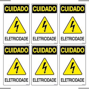 Imagem de Combo 6 Placas De Sinalização Cuidado Eletricidade 20x30 Ekomunike - S-217/2 F9e