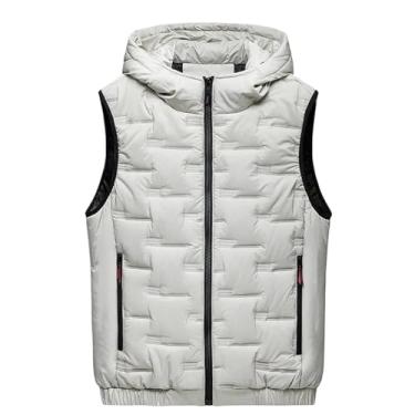 Imagem de MQMYJSP Colete masculino de inverno, roupas de algodão, ombros quentes, colete de lazer, jaqueta fina de cavalo, Caqui, M