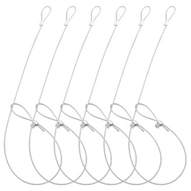 Imagem de Jiozermi Pacote com 6 puxadores de cabo de trinco de 48 cm, cabo de aço inoxidável, puxador de trava ajustável, abridor de portão para cercas de madeira, prata