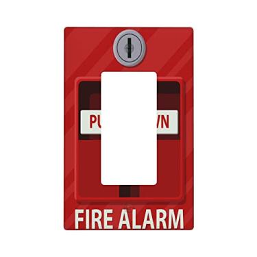 Imagem de Capa para placa de parede de balancim de 1 gangue impressa com alarme de incêndio, capa decorativa de interruptor de luz decoradora, capas de tomada elétrica 11,4 x 7,8 cm