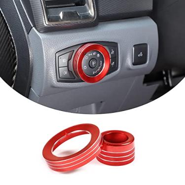 Imagem de Aunginsy Acabamento de anel de botão de controle de farol de alumínio para carro compatível com Ford Ranger 2015-2022 console central interruptor de farol/4WD botão botão cobre anel de proteção