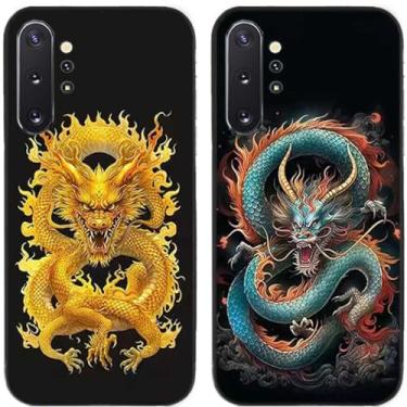 Imagem de 2 peças de dragão chinês impresso TPU gel silicone capa de telefone traseira para Samsung Galaxy (Galaxy Note 10+)