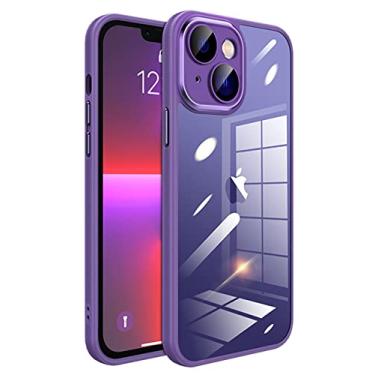 Imagem de Capa para iPhone 14 Plus de silicone transparente com lente de câmera de vidro protetora integrada à prova de choque capa fina para iPhone 14 Plus 2022 6,7 polegadas Deep Purple
