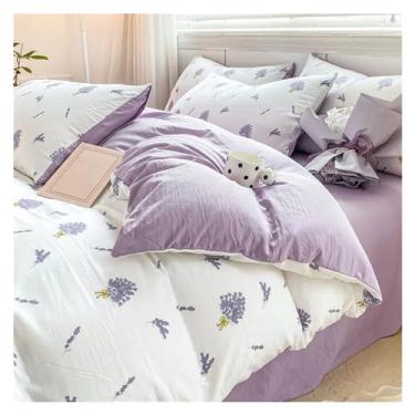 Imagem de Jogo de cama rosa, fronhas, tamanho Queen, conjunto de capa de edredom infantil, lençóis de cama (C 200 x 230 cm 4 peças)