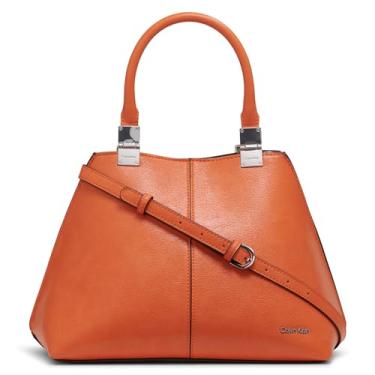 Imagem de Calvin Klein Bolsa feminina geométrica de granito – 2 em 1, couro vegano, 2 bolsos, Mandarim, One Size