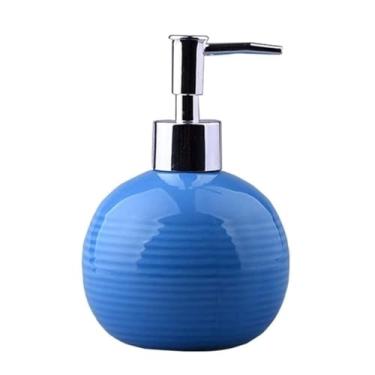 Imagem de Porta Sabonete Líquido Dispensador de sabão acessórios do banheiro decoração do hotel, garrafa de sabão de cerâmica criativa chuveiro gel shampoo imprensa emulsão de sabão Garrafa(Color:Blue)