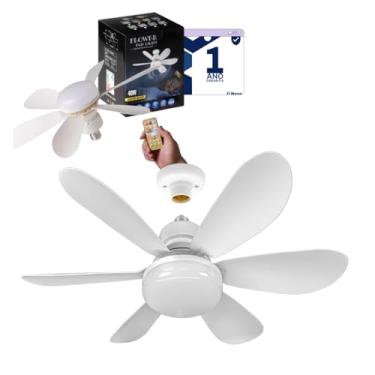 Imagem de Ventilador de Teto Com Lâmpada Encaixe E27 Led 60w Com Controle de Luminosidade e de Velocidade