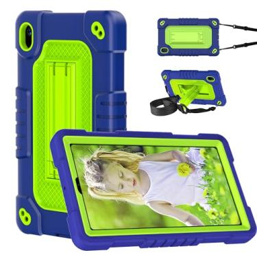 Imagem de Kebiory Capa para tablet Walmart Onn 7 2024 para Onn 7 4ª geração híbrida à prova de choque para crianças, capa com alça de ombro embutida para Walmart Onn 7 2024 modelo 100135924 (azul marinho)