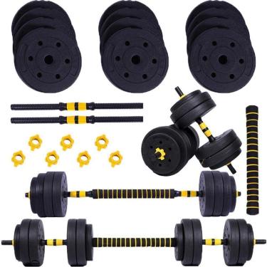 Imagem de Halteres Anilha Barra Kit Musculação Peso Academia 25kg Yangfit-Unissex