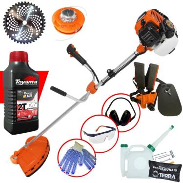 Imagem de Roçadeira GR520XP Terra Á Gasolina 2T 52cc 2,5HP Completa Com Disco Vídia 40 Dentes + KIT EPI + ÓLEO LUBRIFICANTE 2T TOYAMA
