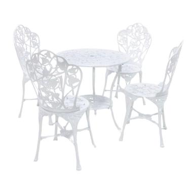 Imagem de Mesa De Alumínio Fundido Com Cadeiras Sem Braços Para Jardim Branco