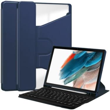 Imagem de Capa magnética removível para tablet com teclado compatível com Samsung Galaxy Tab A8 10,5 polegadas SM-X200/X205/SM-X207 2021 2022 Capa inteligente flip com capa para teclado Suporte de visualização