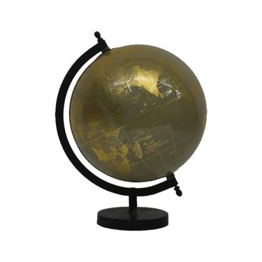 Imagem de Globo Terrestre Decorativo em Metal e Mármore Dourado e Preto 30cm SRY0003 BTC