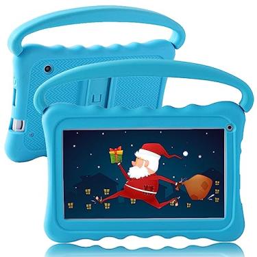 Imagem de Tablet infantil de 7 polegadas para crianças com câmera dupla WiFi, tablets infantis de 32 GB, Android com controle dos pais, capa à prova de choque para crianças de 3 a 14 anos (azul)