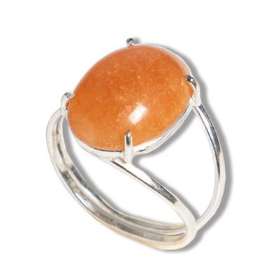 Imagem de Anel Quartzo Tangerina Cabochão Oval 15mm Ajustável Prata 950