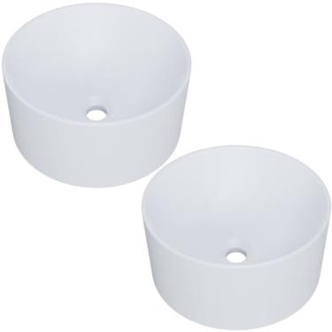 Imagem de Kit 02 Cubas de Apoio Redonda Para Banheiro Lavabo C01 BL30W Branca Matte Fosca - Lyam