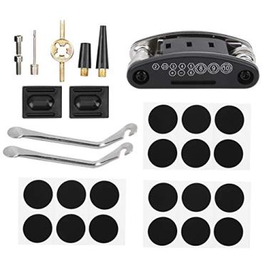 Imagem de VGEBY Ferramenta de reparo de bicicletas, kit de reparo de pneu de bicicleta bolsa portátil alavanca de pneu 16 em 1 multifuncional bolsa de ferramentas de reparo de bicicleta ferramentas e suprimentos