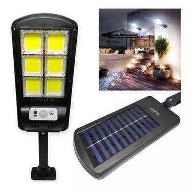 Imagem de Luminária Solar LED com Sensor de Presença e Poste de Parede - Autonomia de até 12h, À Prova D'água, Iluminação Forte para Áreas Externas