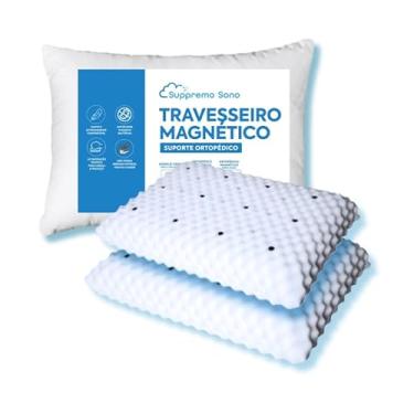 Imagem de Kit 2 Travesseiros Ortopedico Magnetico com Infra Vermelho Longo Anti Ronco Alivia Dor, Suppremo Sono