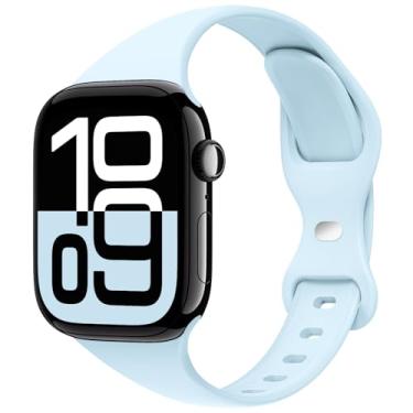 Imagem de STG Sport Pulseira compatível com Apple Watch de 38 mm, 40 mm, 41 mm, 42 mm, 44 mm, 45 mm, 49 mm, pulseira de substituição estreita fina de silicone macio compatível com iWatch Ultra SE Series 8/7/6/5/4/3/2/1 (Seafoam, 38 mm/40 mm/41 mm)