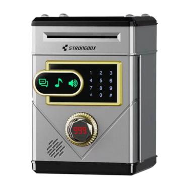 Imagem de harayaa Cofrinho infantil com tela sensível ao toque, leve e resistente com senha, banco eletrônico de dinheiro, caixa de economia de dinheiro para crianças, Argento