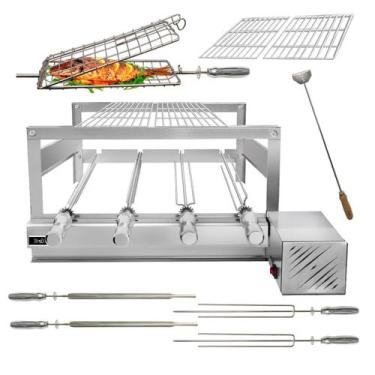 Imagem de Churrasqueira Giratória Grill Inox Gira Soft Grill 4 Espetos Completa 