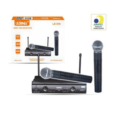 Imagem de Microfones Sem Fio Duplo HIFI Dinâmico UHF Profissional - LELONG