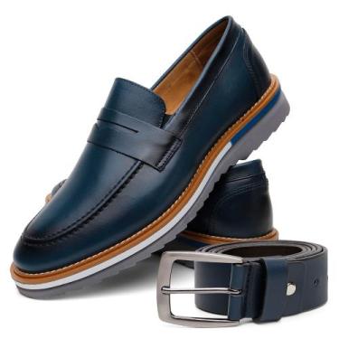 Imagem de Kit Sapato Masculino + Cinto Em Couro Oxford Loafer Moderno - onix sho