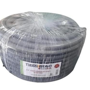 Imagem de Conduíte Eletr. Corrugado Cinza 3/4 X 50M - Anti-Chama Pvc - Tubos Bra
