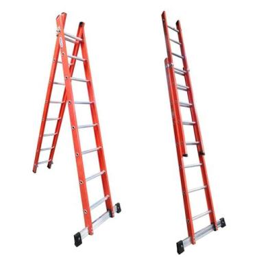 Imagem de Escada em Fibra Tesoura Extensível 8x14 Degraus 2,50x4,40m WBertolo