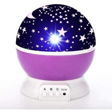 Imagem de Projetor Luminária Abajur Estrelas Galaxy 360º Roxo - Star Master