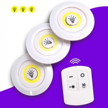 Imagem de Luminária Led Spot Sem Fio Kit Trio Controle Remoto Branco - LAURUS