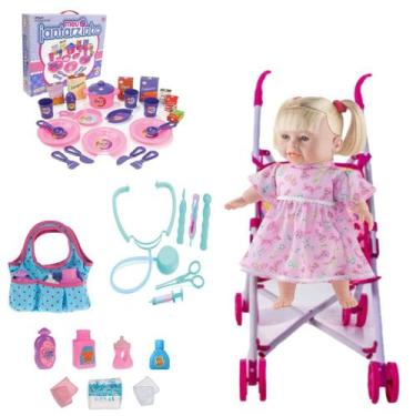 Imagem de Brinquedo Boneca Baby Consulta + Carrinho Bolsa Jantarzinho - Milk Bri