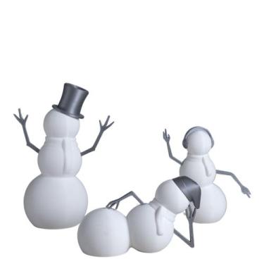 Imagem de Trio Estatueta - Amigos de Neve - Galanta, Branco/Prata
