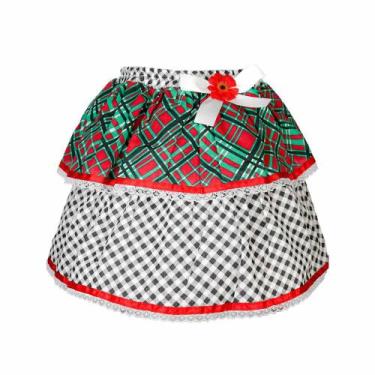 Imagem de Saia Junina Caipira Adulto C/ Babado Xadrez Arraiá Quadrilha - Fantasi
