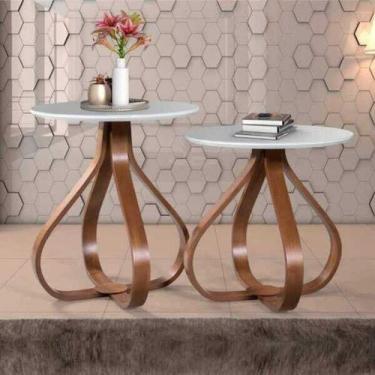 Imagem de Mesa Lateral Off White Kit - Bella - Ellegance 