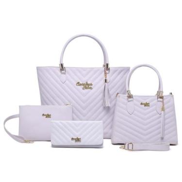 Imagem de Kit De Bolsas Lorena 4 Pecas  Bolsa Sacola  Carteira e Tira Colo Pacot