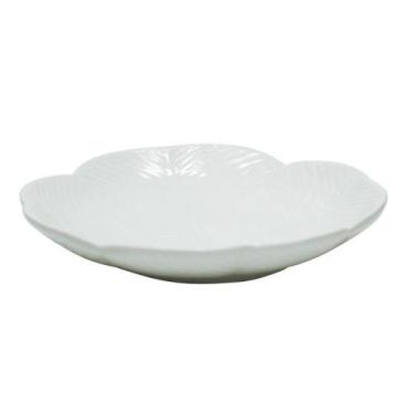 Imagem de Prato Sobremesa Cerâmica Banana Leaf Branco 20x20x3 cm Lyor