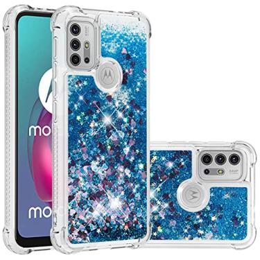Imagem de Monwutong Capa de telefone de ajuste fino para Motorola G30, capa para Moto G10, capa de TPU macio de silicone com efeito areia movediça líquido com glitter com lente de câmera e proteção de tela para