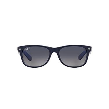 Imagem de Ray-Ban RB2132 New Wayfarer Óculos de sol quadrados gradiente, Azul fosco em azul transparente/azul polarizado gradiente, 58 mm