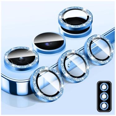 Imagem de LucBuy Protetor de lente de câmera Bling para Samsung Galaxy S24 Plus, adesivos de filme de cobertura de câmera de vidro temperado, protetor de tela de anel de metal individual de alinhamento