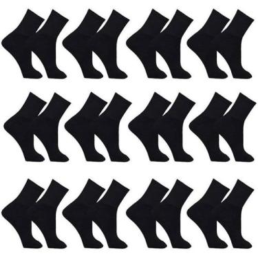 Imagem de Kit 12 Pares Meia Cano Alto Unissex Sport Tamanho 40 a 46 Preto - Útil
